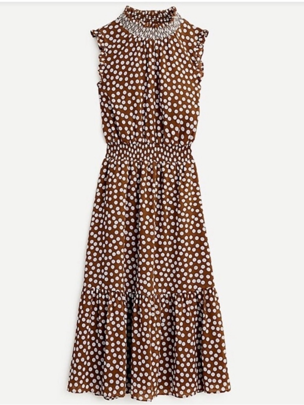 J.Crew Smock Waist Polka
Dot Dress In Pecan Ivory
